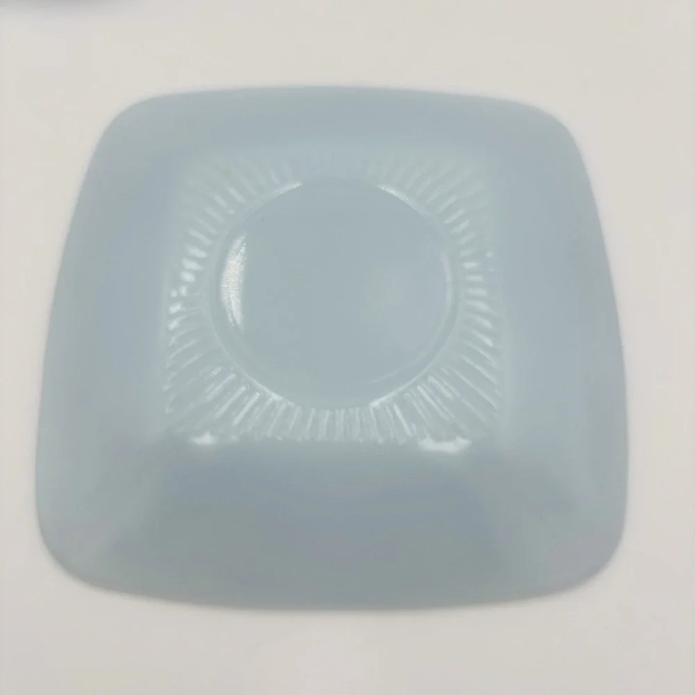 Vintage Fire King Delphite Blue Azurite Charm Square Saucer Plate Lot of 2